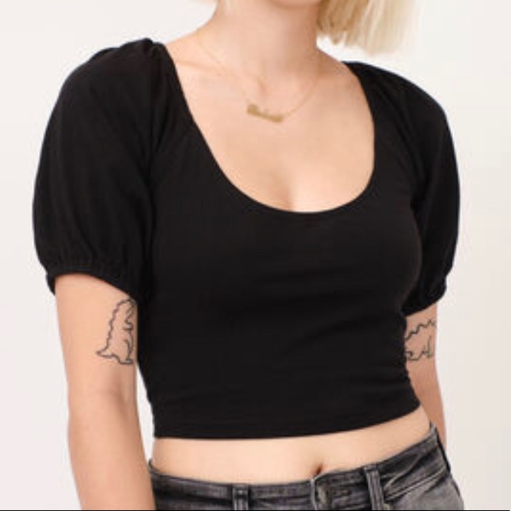 🆕 Aéropostale Corpcore Strappy Back Puffy Sleeve Crop Top